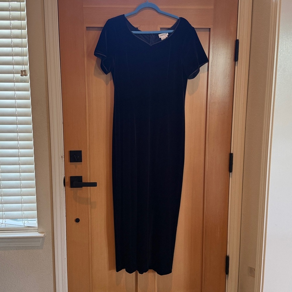 Black velvet Dress with slit leg